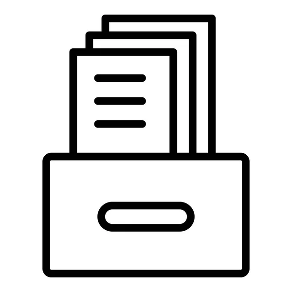 Archivbox mit Dokumenten-Symbol, Umrissstil — Stockvektor