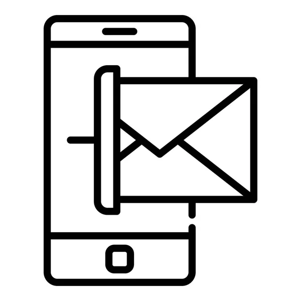 Smartphone et icône de message, style contour — Image vectorielle