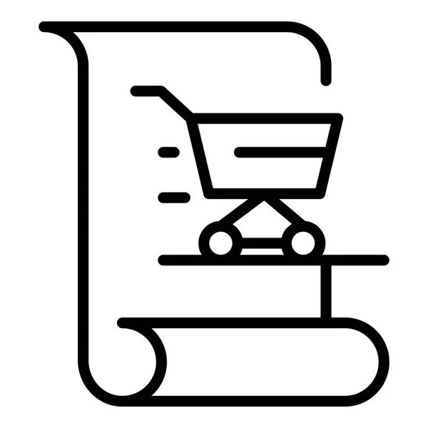 购物清单与购物篮图标，轮廓风格 — 图库矢量图片