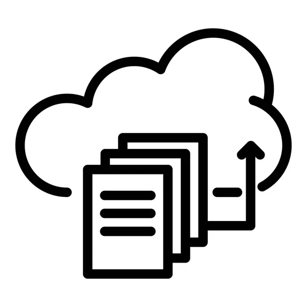 Télécharger des fichiers sur l'icône cloud, style de contour — Image vectorielle