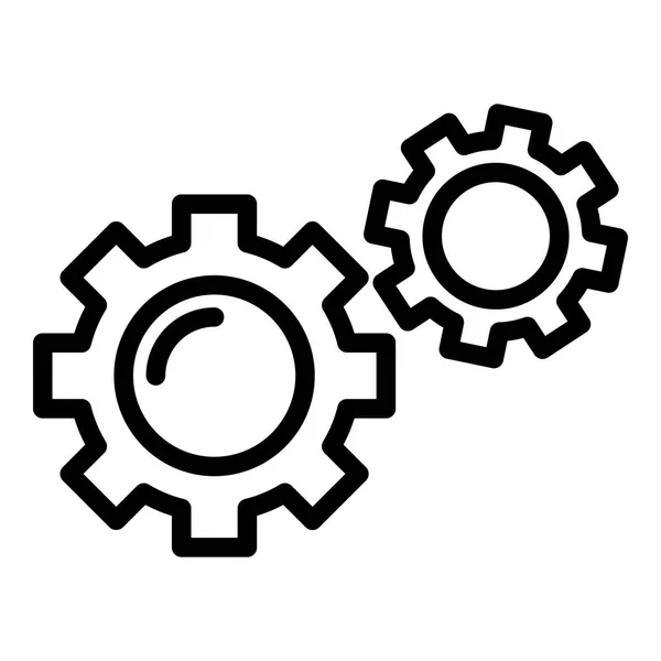 Twee versnellingen pictogram, Kaderstijl — Stockvector