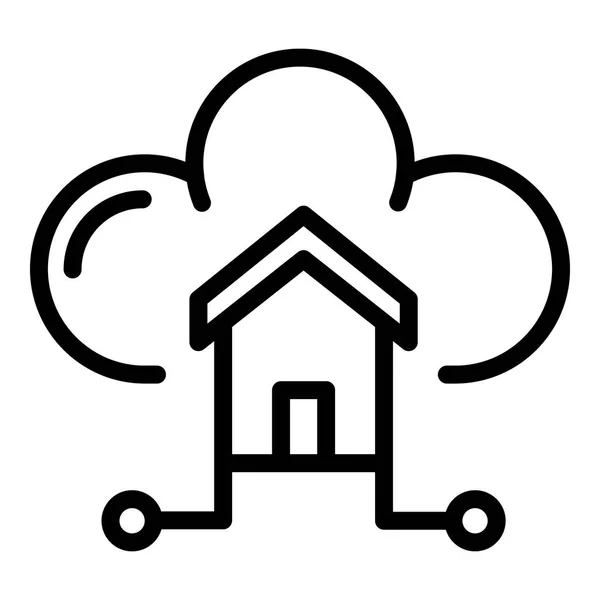 Ikona inteligentnej chmury domowej, styl konturu — Wektor stockowy