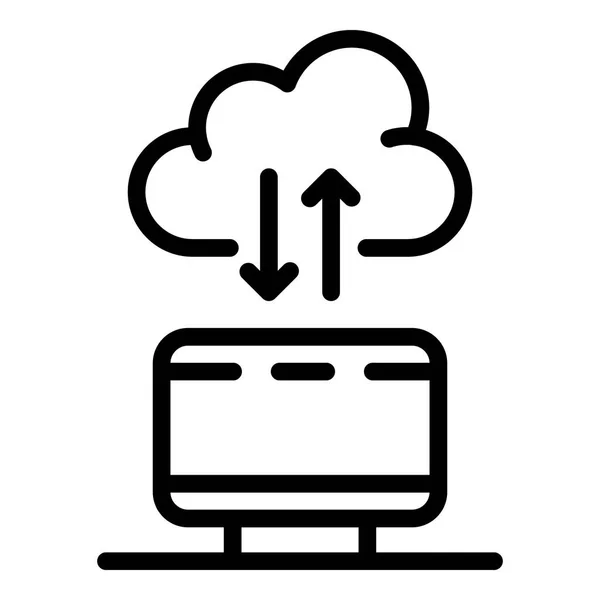 Icono de nube de computadora, estilo de esquema — Archivo Imágenes Vectoriales