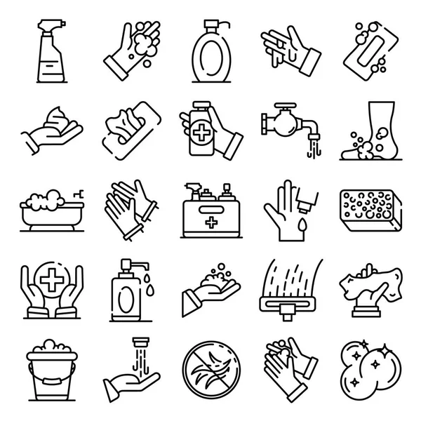 Sanitation icons set, outline style — Stock Vector