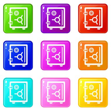 Güvenli simgeler 9 renk koleksiyonu ayarlayın