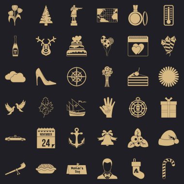 Neşeli günde simgeler kümesi, simle stili