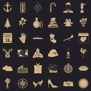 Yeni yıl simgeler kümesi, simle stili