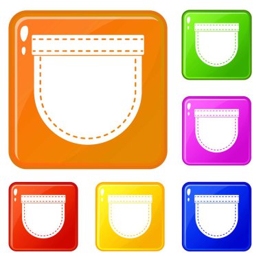 Gömlek cep simgeleri vektör renk seti