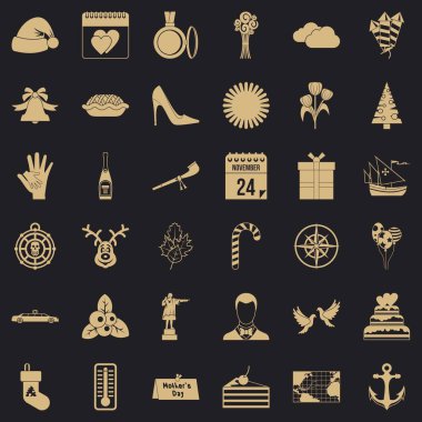 Dekorasyon simgeler kümesi, simle stili