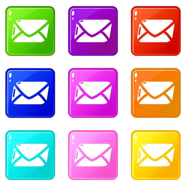 Conjunto de iconos de correo 9 colección de colores — Vector de stock