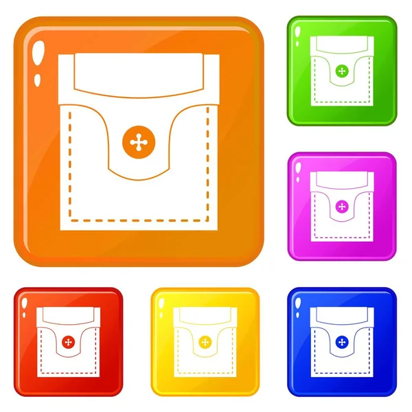Poche de vanne avec icônes bouton couleur vectorielle définie — Image vectorielle