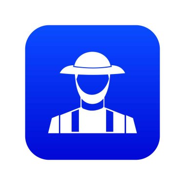 Çiftçi simgesi dijital mavi