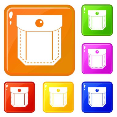 Valf ve düğme simgeleri vektör rengini ayarlı cep