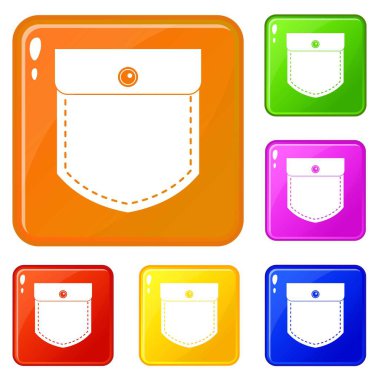 Siyah kot cep simgeleri vektör renk seti