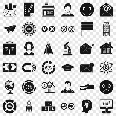 Bilgisayar Icons set, basit tarzı öğrenme