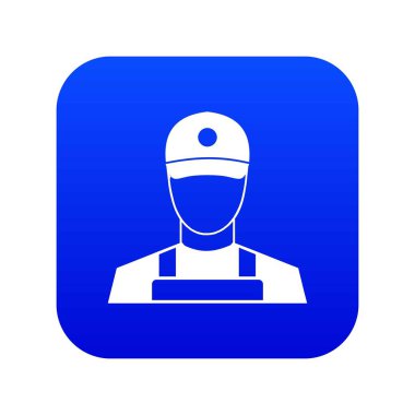 Bir şapka ve üniforma simgesi dijital mavi bir adam