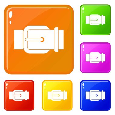 Zarif deri pantolon kemer ikon seti vektör renk