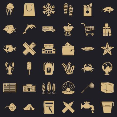 Balık Icons set, simle stili