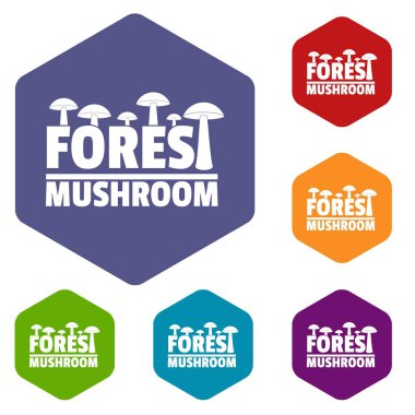 Mantar simgeleri vektör altı yüzlü