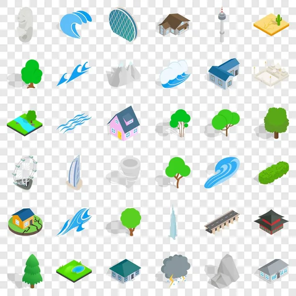 Water element icons set, isometric style — Stock Vector