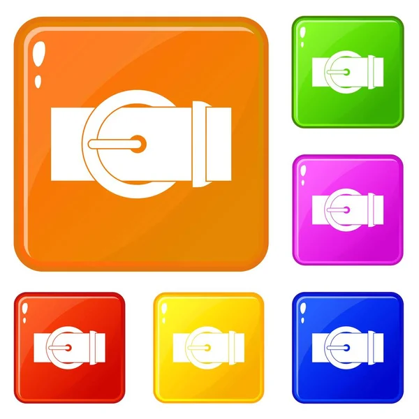 Circle belt buckle icons set vector color — Stock Vector