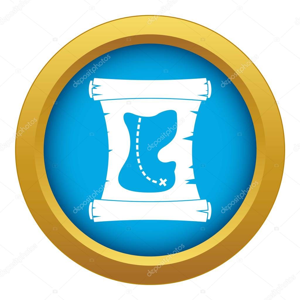 Treasure map icon blue vector isolated on white background for any design