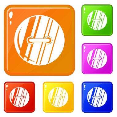 Yuvarlak dikilmiş düğme simgeleri vektör rengini ayarlayın