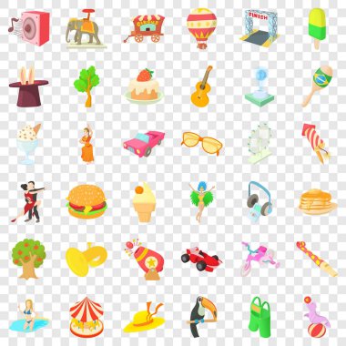 Eğlenceli eğlence Icons set, karikatür tarzı