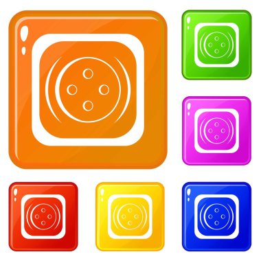 Giyim kare düğme simgeleri vektör renk ayarlamak