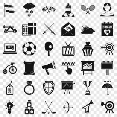 Uçan ok Icons set, basit tarzı