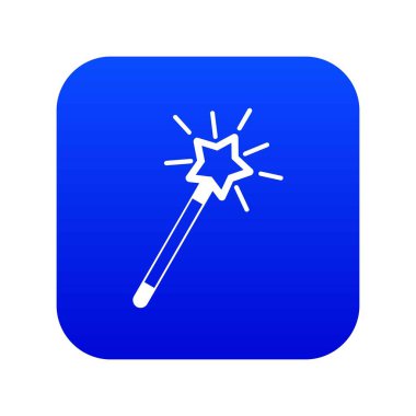 Sihirli değnek simgesi dijital mavi