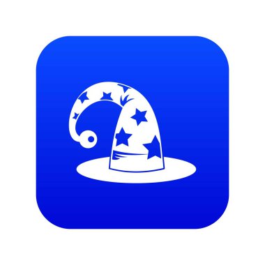 Sihirbazlar şapka simgesi dijital mavi