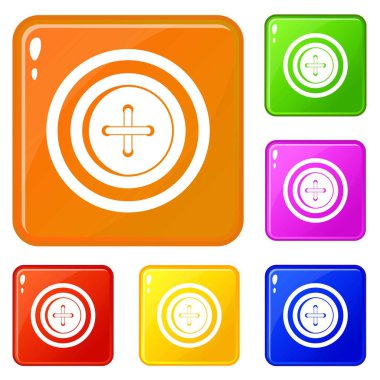 Dikiş düğmesi ile bir iplik simgeleri vektör renk ayarlamak