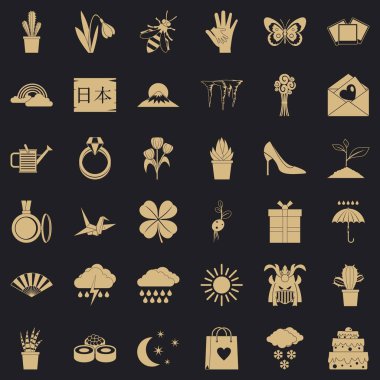 Çiçek simgeler kümesi, simle stili