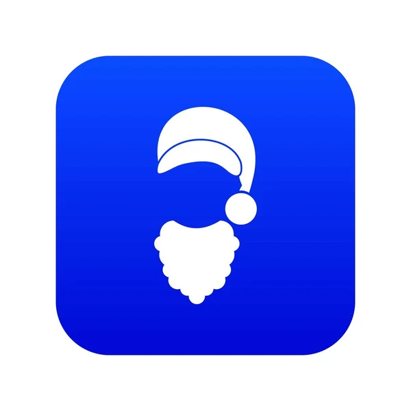 Keps med Pompon av jultomten och skägg Icon Digital Blue — Stock vektor