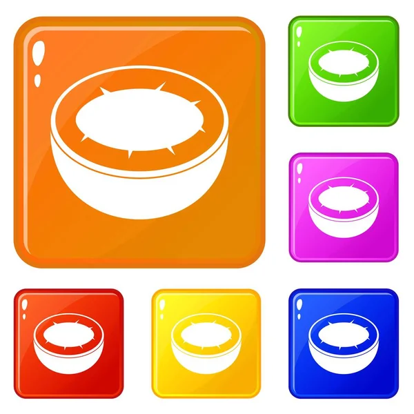 La moitié des icônes de noix de coco définir la couleur vectorielle — Image vectorielle