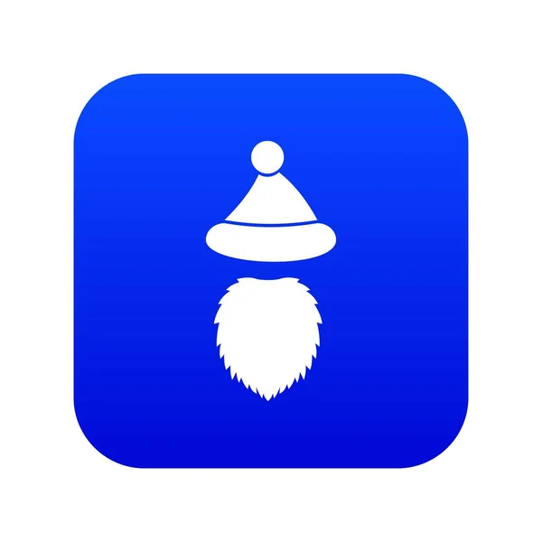Santa Claus sombrero y barba icono azul digital — Archivo Imágenes Vectoriales