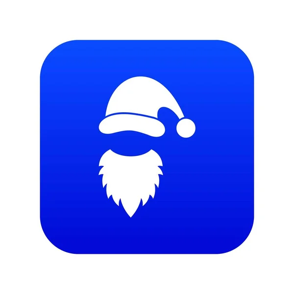 Czapka z pompon z Santa Claus i ikona broda cyfrowy niebieski — Wektor stockowy
