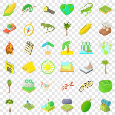 Orman Icons set, karikatür tarzı dinlenmek