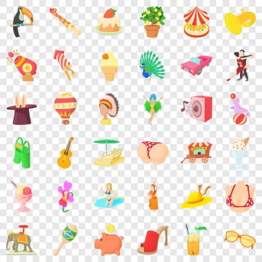 Büyük karnaval Icons set, karikatür tarzı