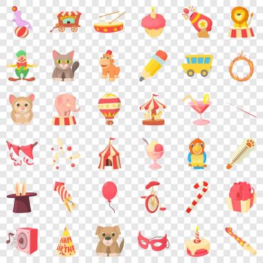 Sirk kuş Icons set, karikatür tarzı