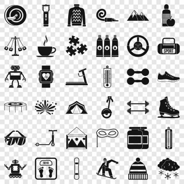 Çocuk Icons set, basit tarzı yürüyüş