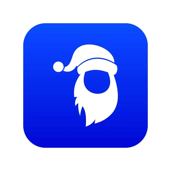 Keps med Pompon av jultomten och skägg Icon Digital Blue — Stock vektor