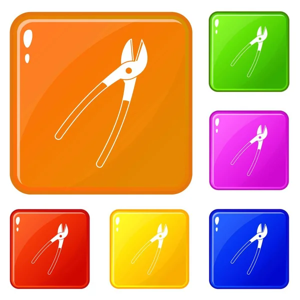 Metal shears icons set vector color — Stock Vector