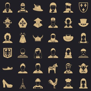 Yüz Icons set, simle stili