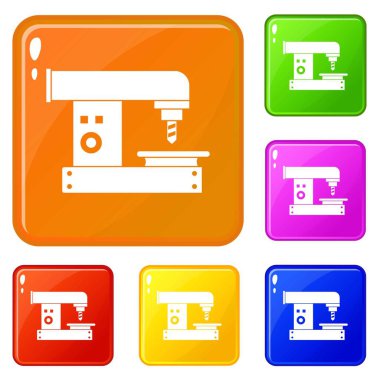 Delik makinesi simgeler vektör renk ayarı