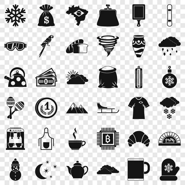 Hard coffee icons set, simple style — Stock Vector