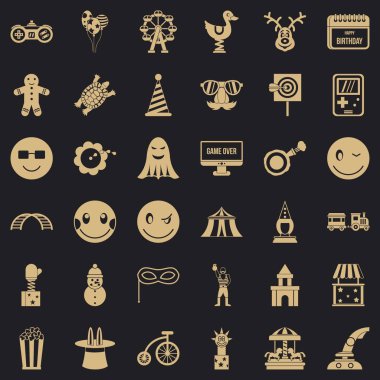 Eğlence Icons set, basit tarzı