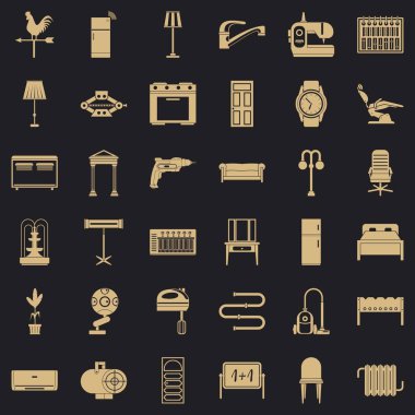 Buzdolabı Icons set, basit tarzı