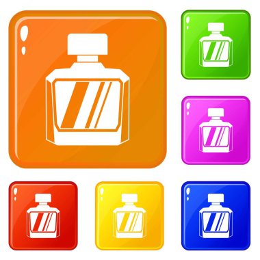 Kavanoz parfüm simgeleri vektör renk ayarlamak